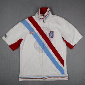 Vintage FILA Jacket Mens XL White Full Zip Short Sleeve Crest Tennis Sports Y2K